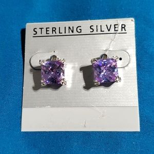 Sterling Silver Purple Earrings